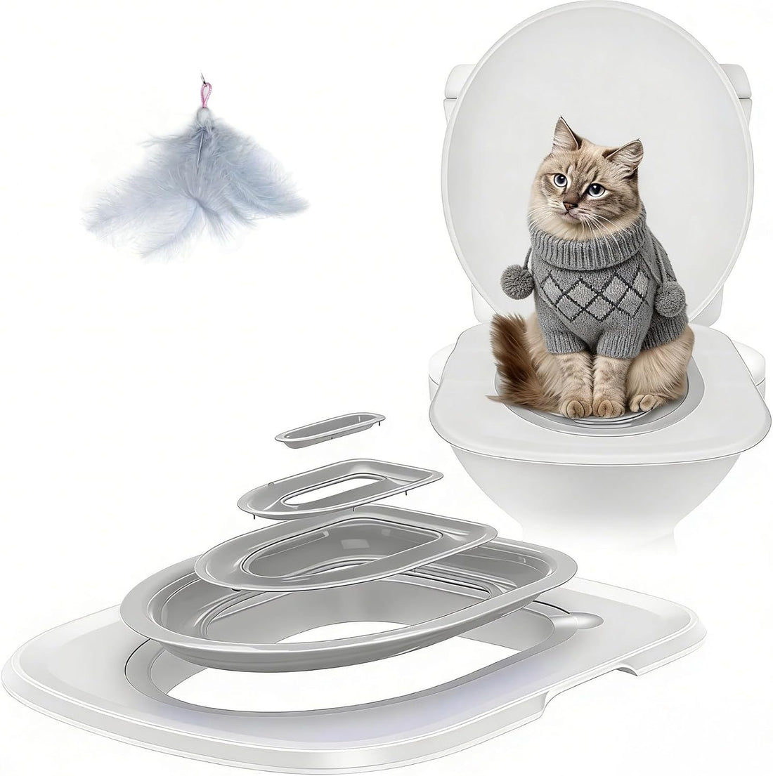 Cat Toilet Training Kit, Reusable Plastic Litter Box Trainer