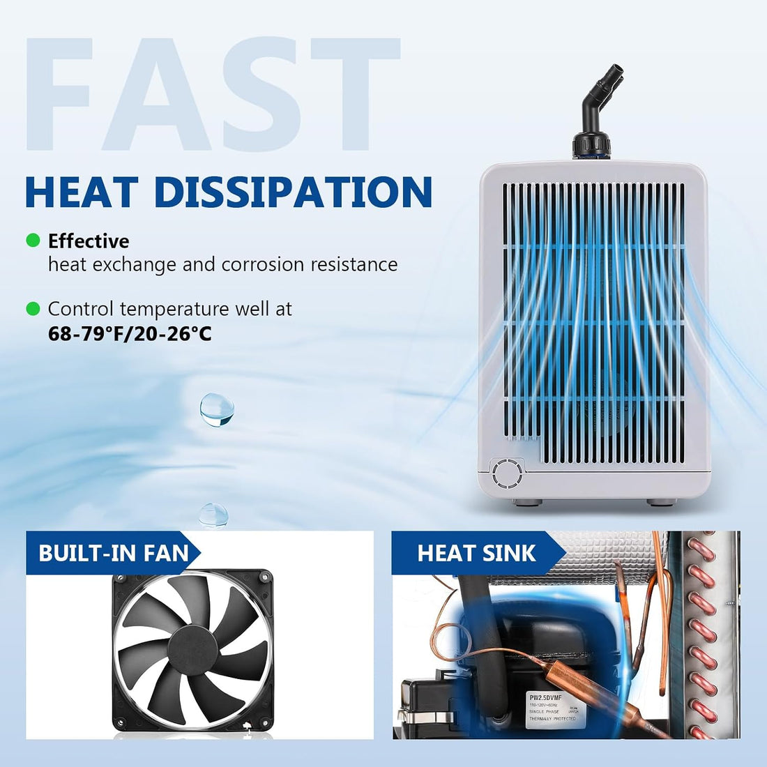 BAOSHISHAN 1/10 HP Aquarium Chiller 42 Gal 160L Water Cooling System