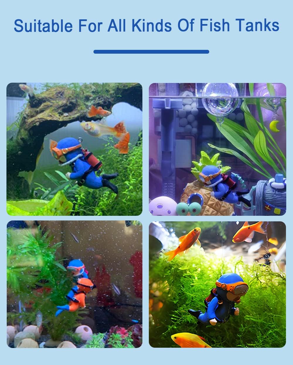2-Pack Floating Little Diver, Aquarium Decorations for Fish Tanks