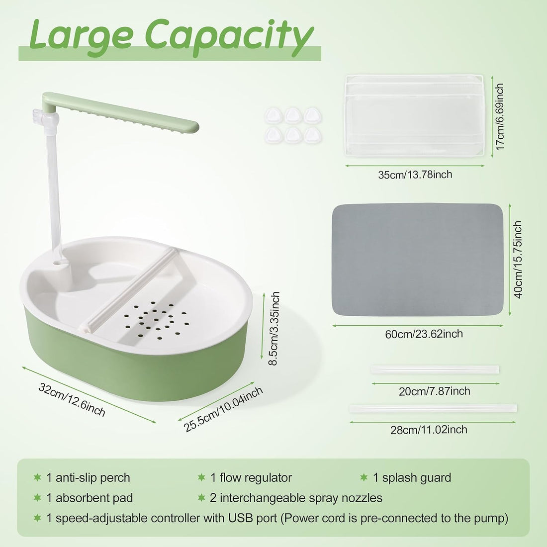 Automatic Parakeet Bird Bath, Fountain Birdbath with USB, 1 Set