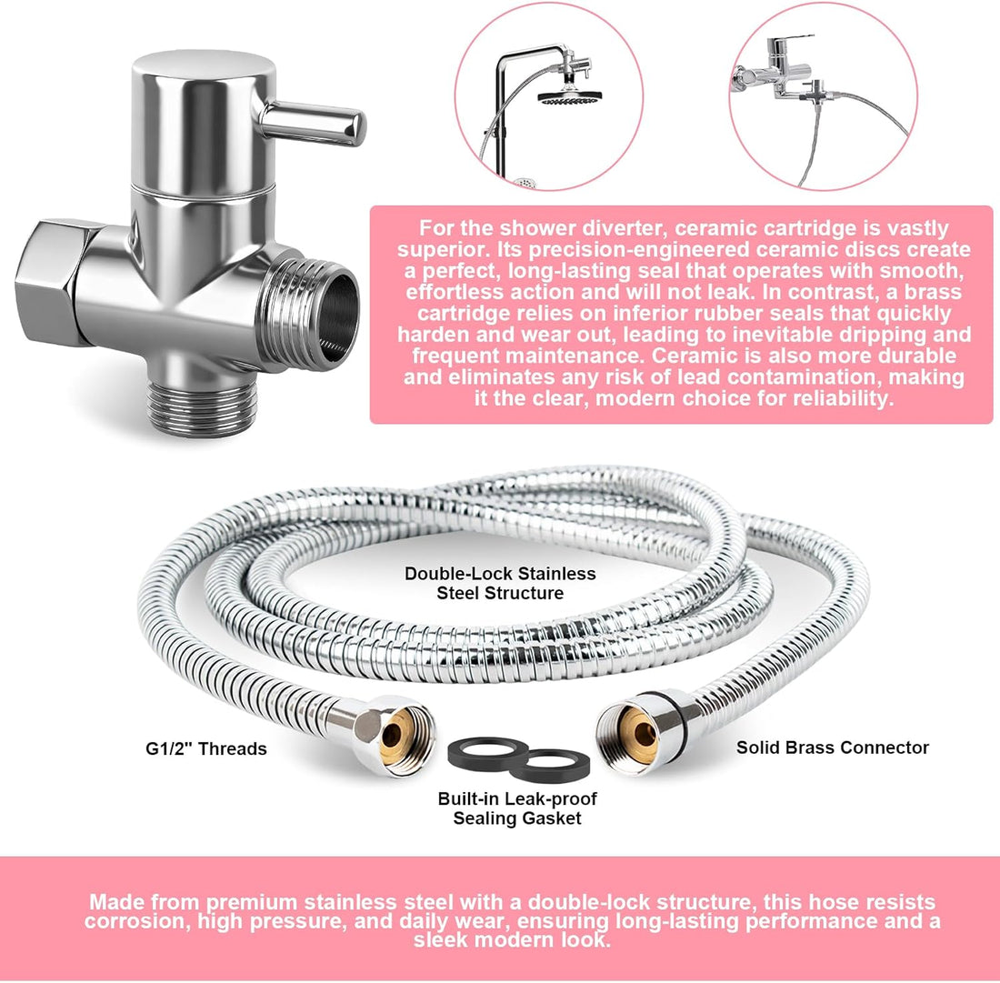 Dog Shower Attachment with 6.6FT Shower Hose