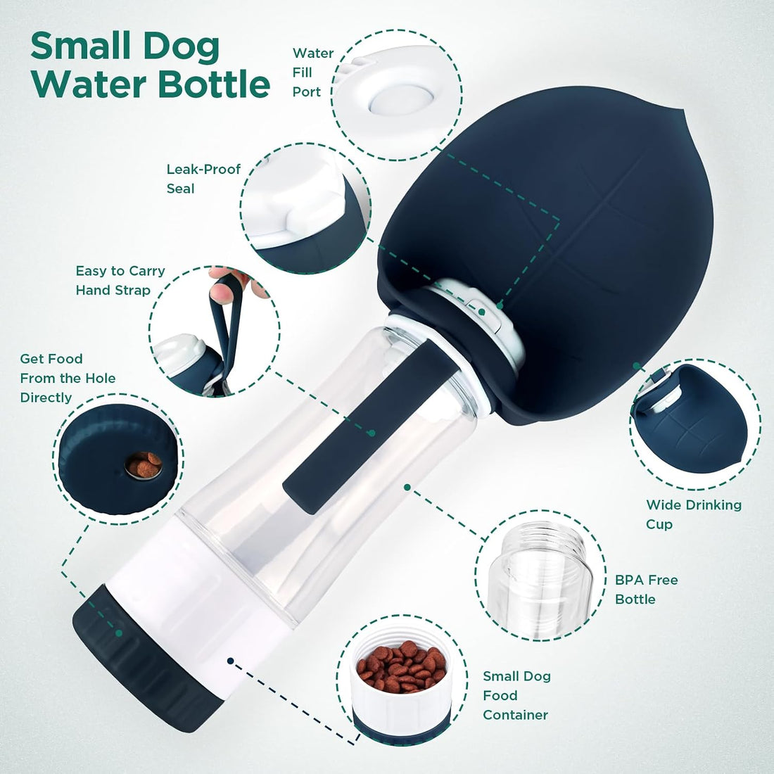 Uppetly Dog Water Bottle, Pet Water Bottle with Food Container