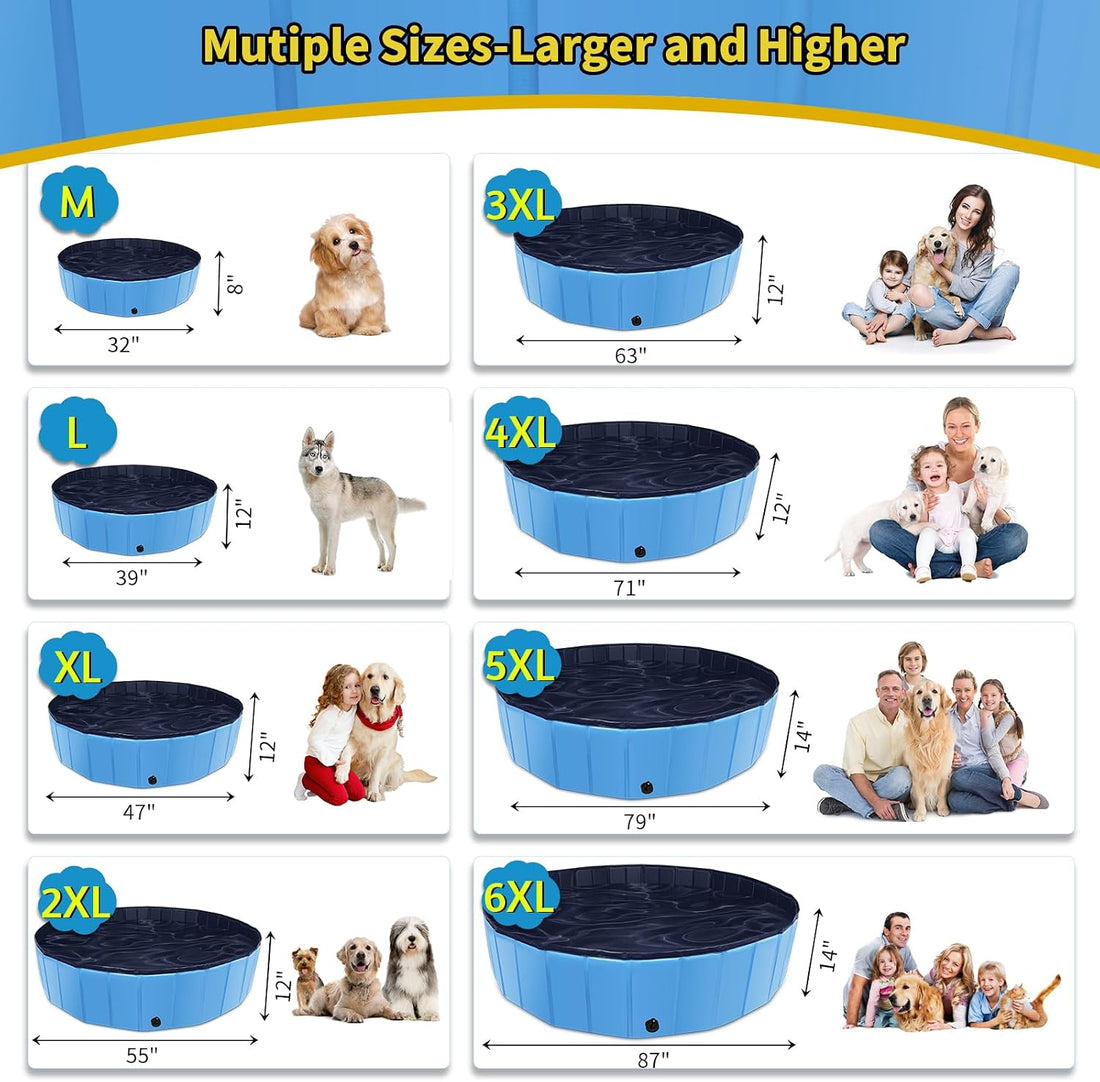 CACSPS Foldable Dog Pool with Hard Plastic, Non-Slip