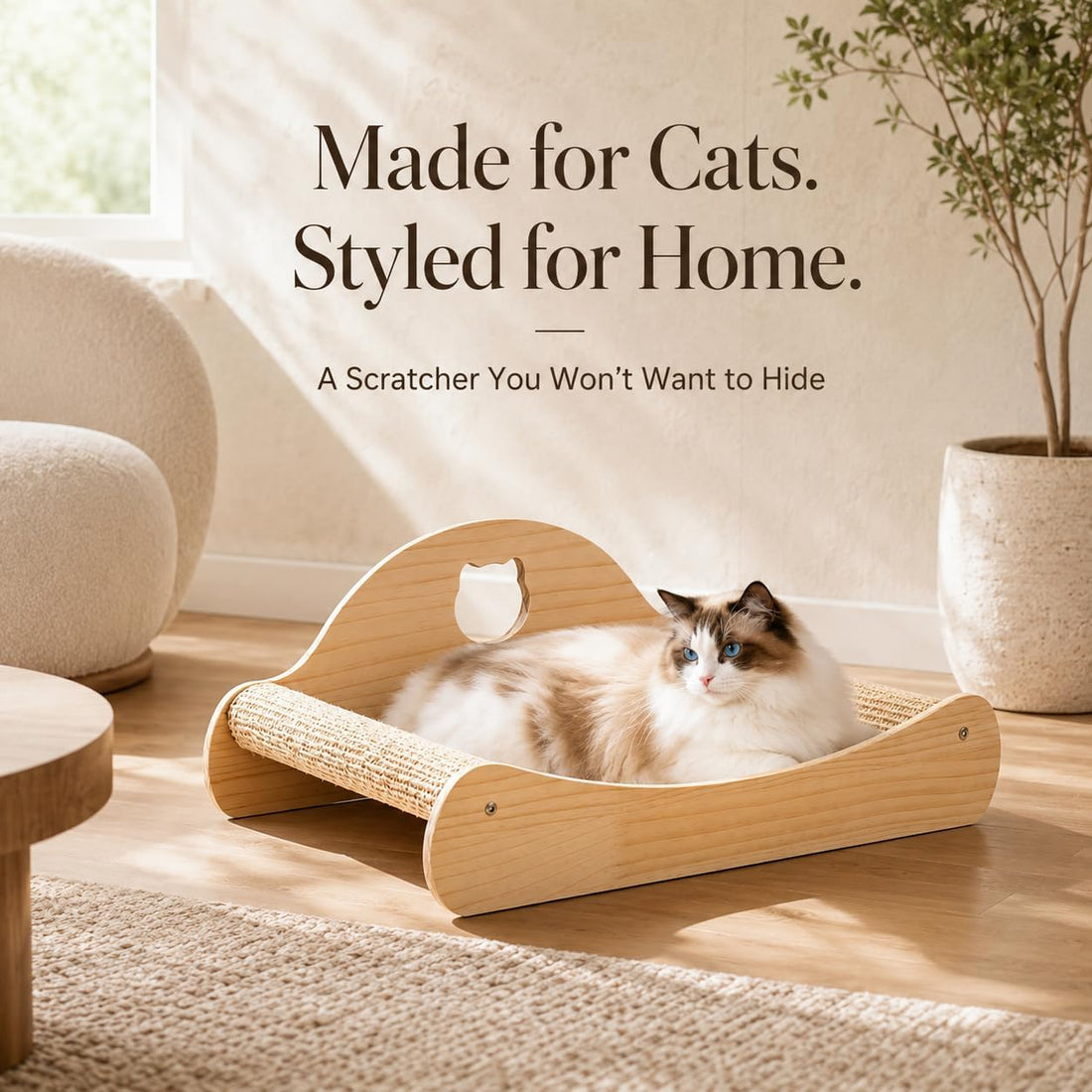 23" Large Sisal Cat Scratcher Lounge Bed for Indoor Cats