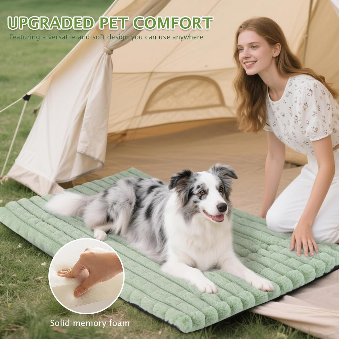 BVAGSS Dog Bed Washable Crate Mattress,Anti-Slip Memory Foam Soft
