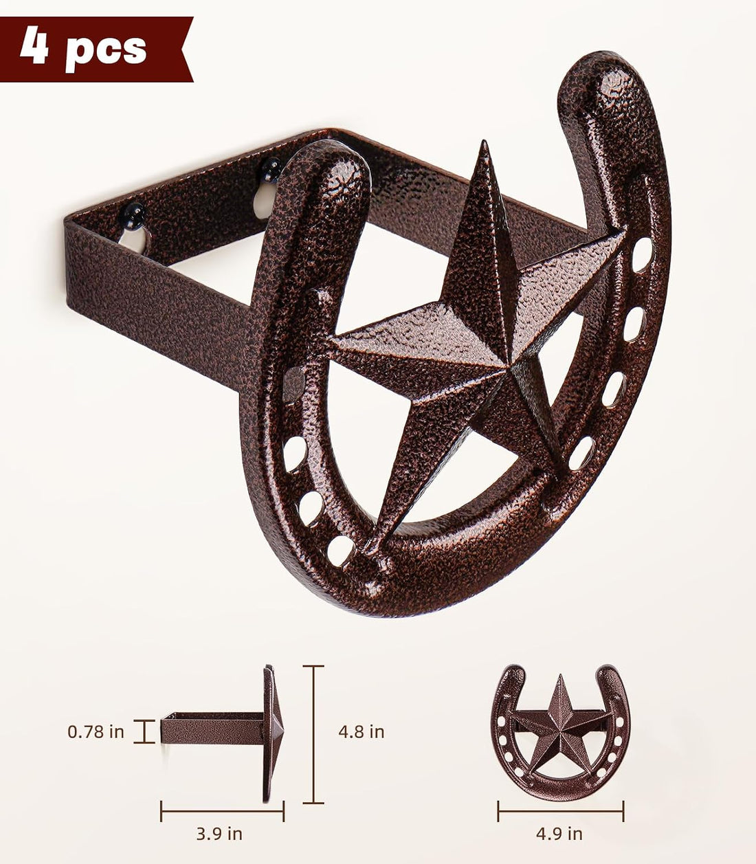 Horseshoe Bridle Hooks, 2 Pack Cast Iron Tack Hooks for Bridles