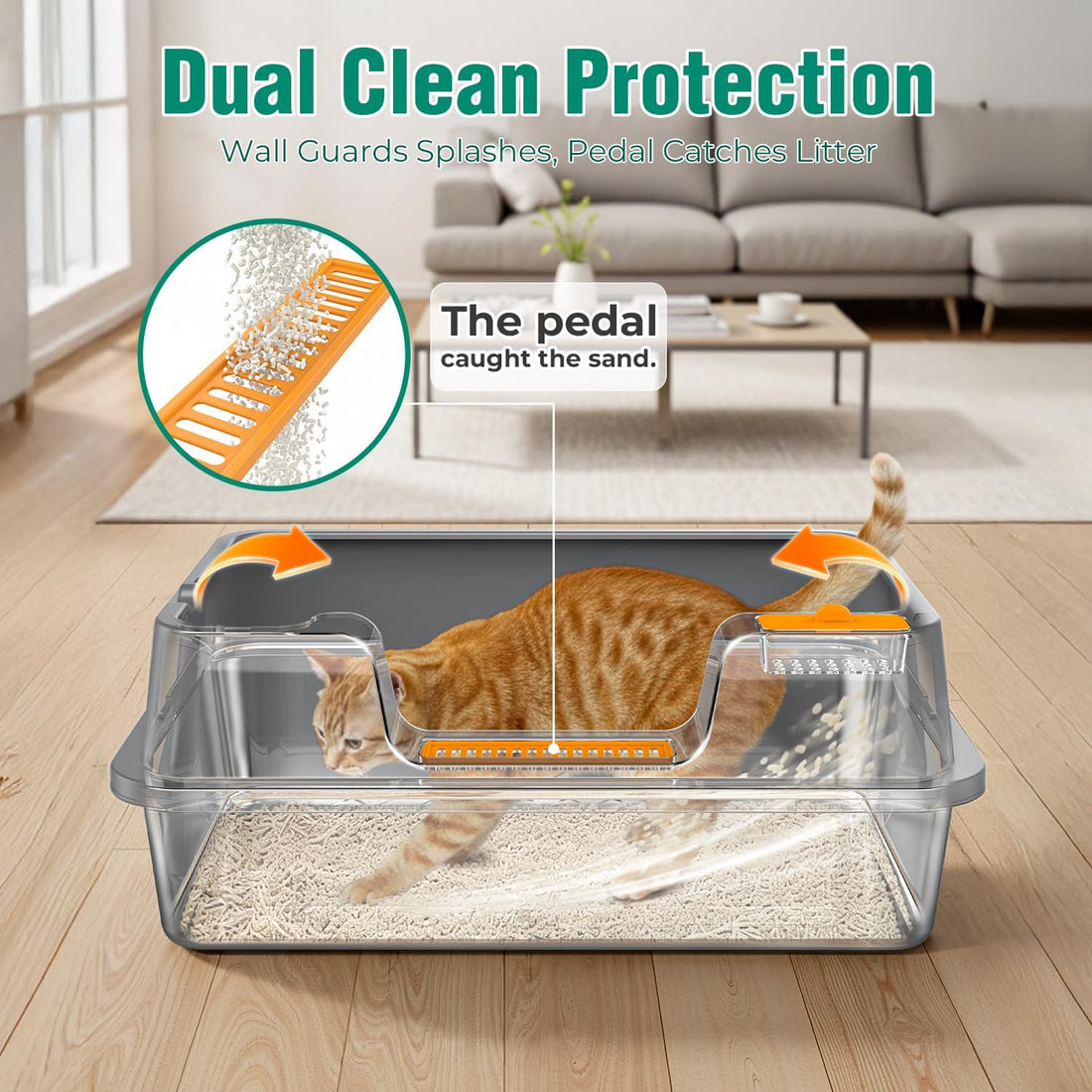 OROLEY 2PACK Stainless Steel Litter Box with High Sides Lid