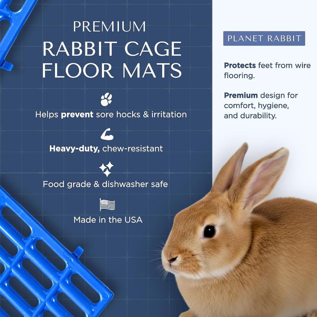 Premium Plastic Rabbit Cage Mats (Gray, 2 Pack) | 15x10 Mat