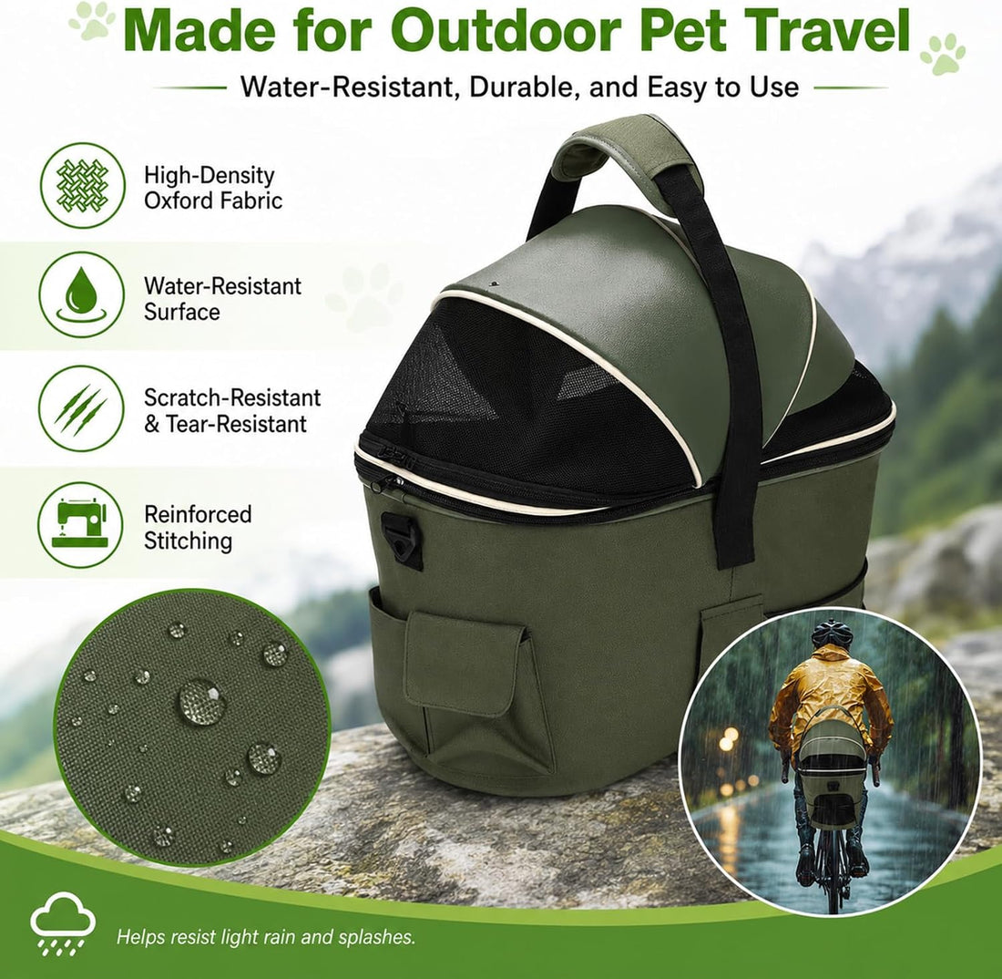 Dog Bike Basket Rear Seat, 3-in-1 Pet Bike Carrier for Small Dogs