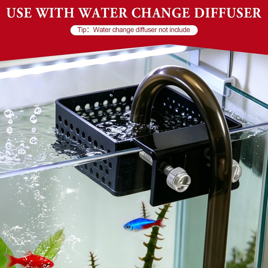 Hands-Free Aquarium Water Changer Hook with Flow Control