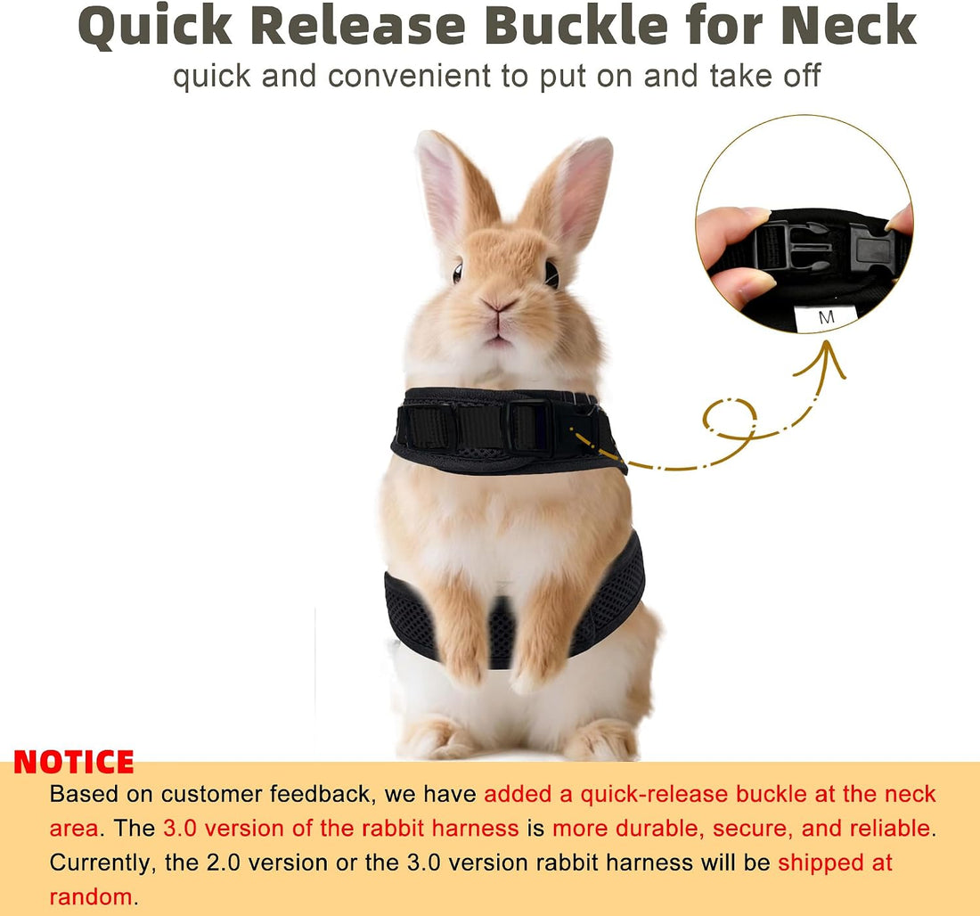 AIITLE Breathable Bunny Harness and Leash Set with Cute Bow, Black S