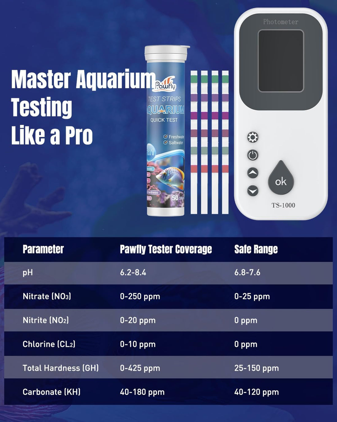 Pawfly 6 in 1 Digital Water Testing Kit