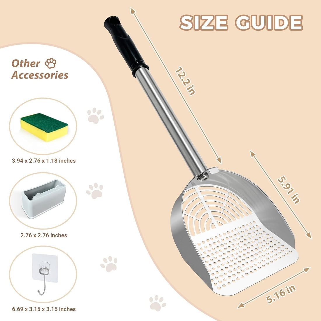 Cat Litter Scoop Deep Shovel,Detachable Long Handle Litter