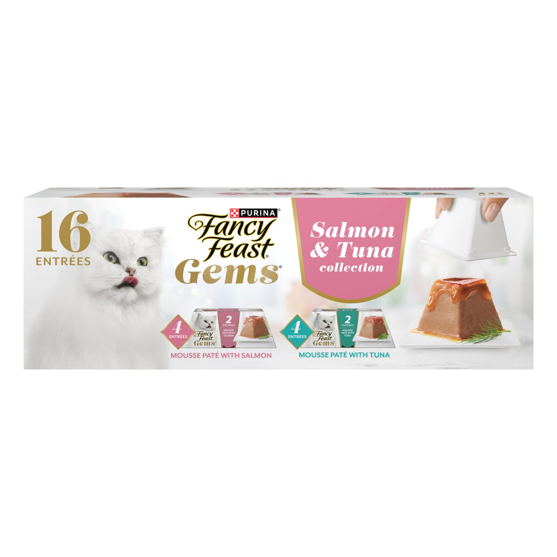 Fancy Feast Gems Pate Cat Food Mousse Salmon or Tuna and a Halo