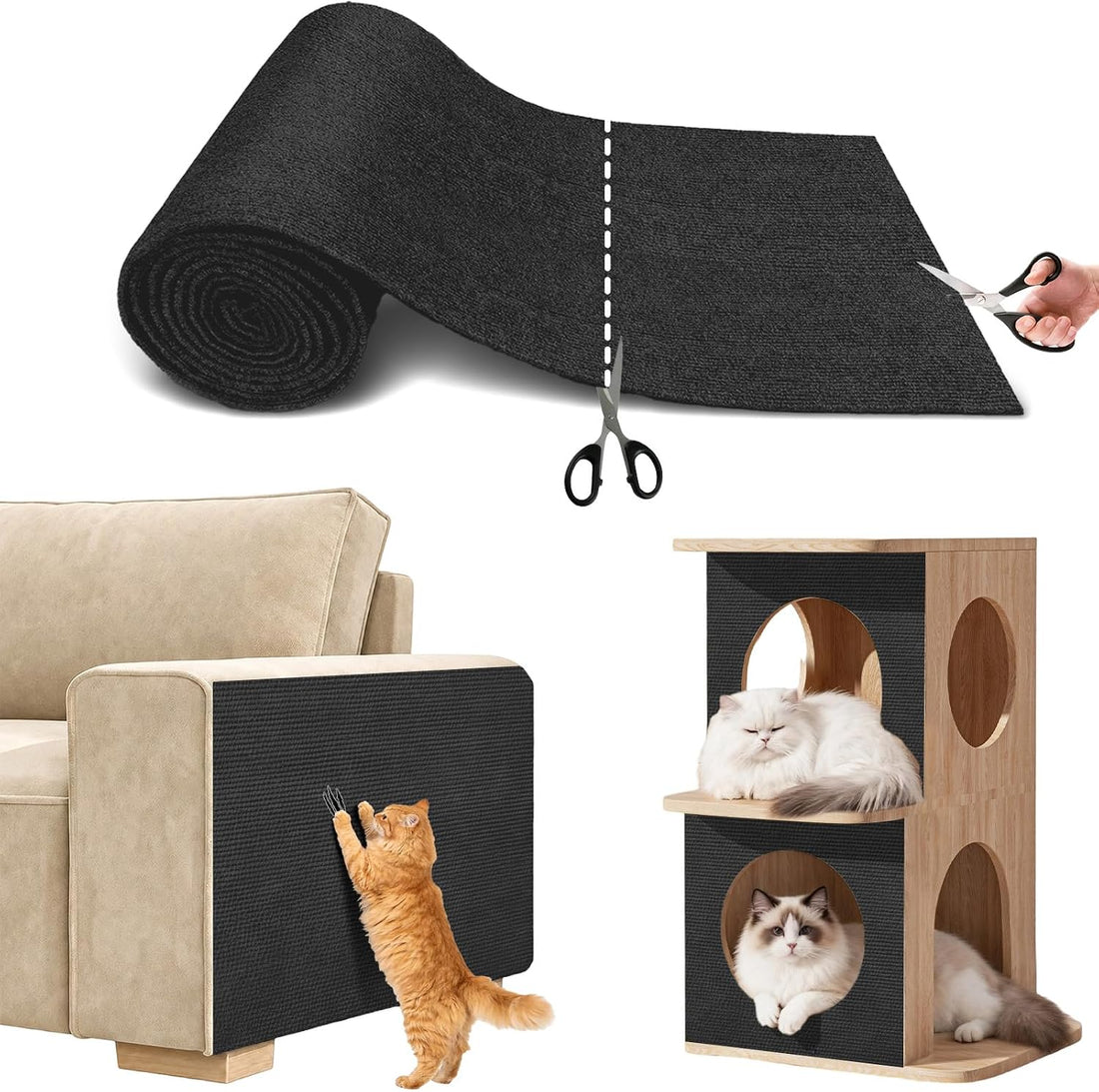 Couch Wall Corner Protector for Indoor Cats, Khaki, 39.3x15.8In