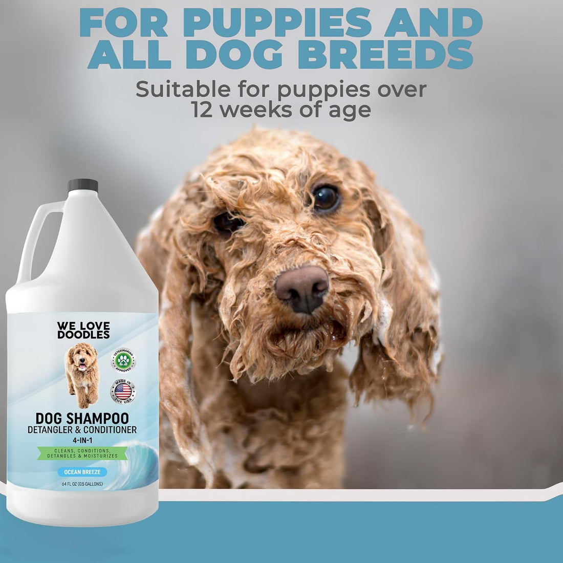 We Love Doodles Dog Shampoo Half Gallon, Cleans & Detangles, Ocean