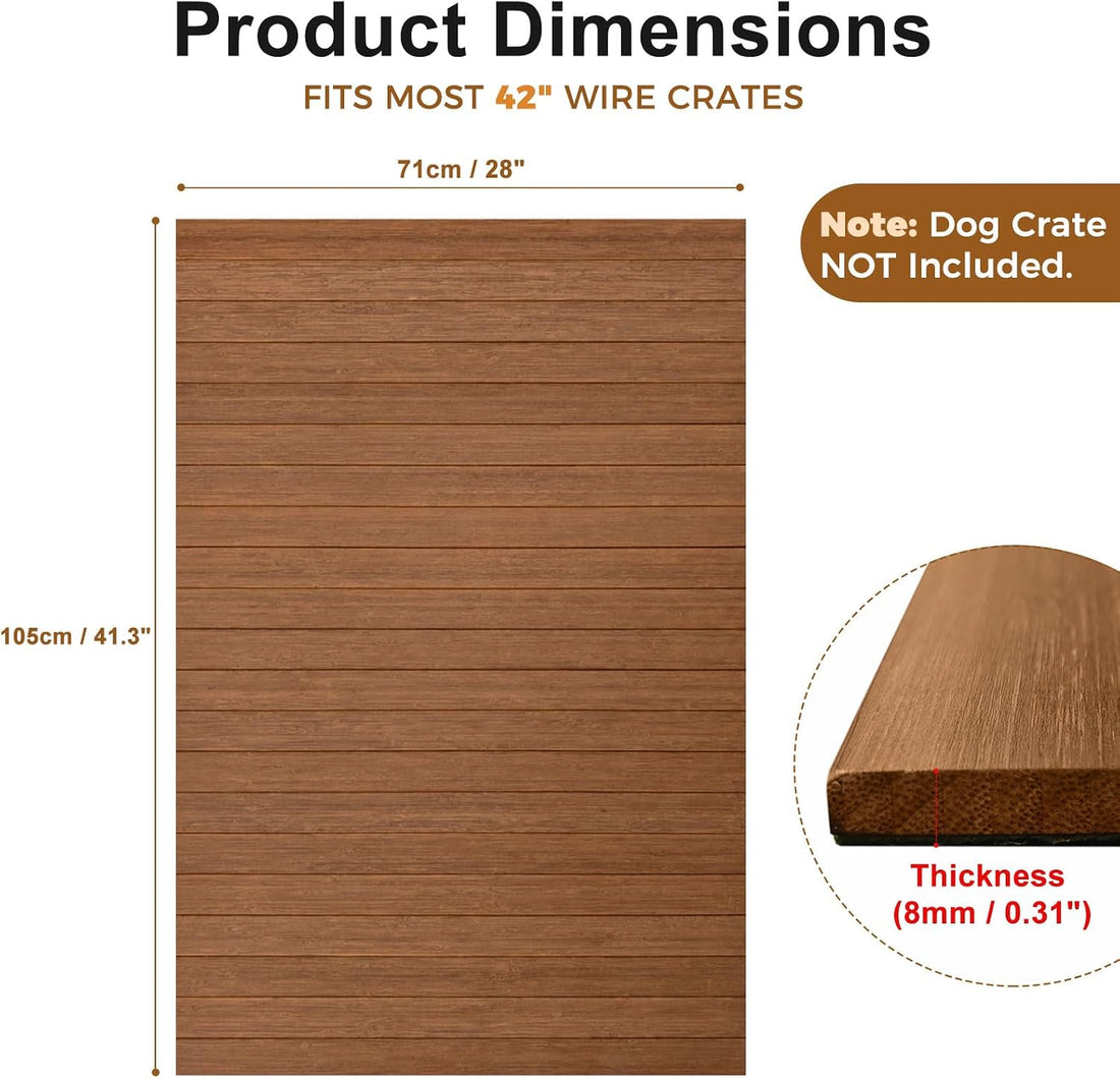 Bamboo Dog Crate Topper 42 Inch, Non-Slip Wooden Crate Table Top Shell