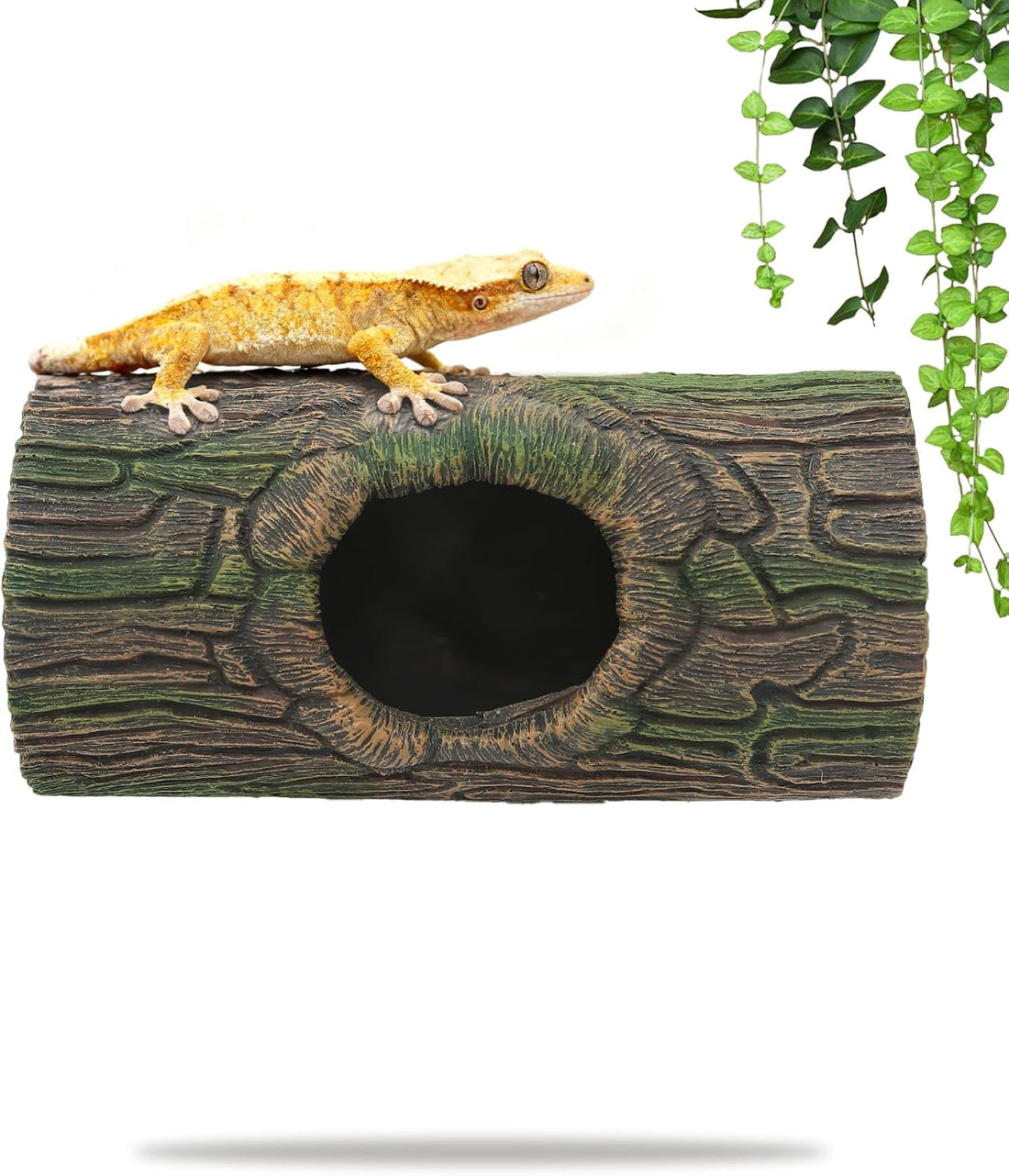 REPTITRIP Magnetic Crested Gecko Hideout - Resin Hollow Log Cave