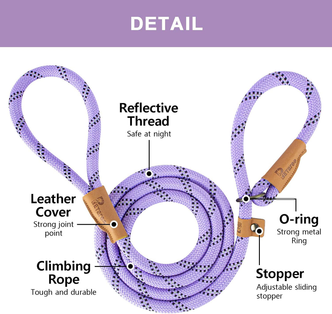 5 FT Slip Lead Dog Leash, Heavy Duty Rope Leash for Small Medium