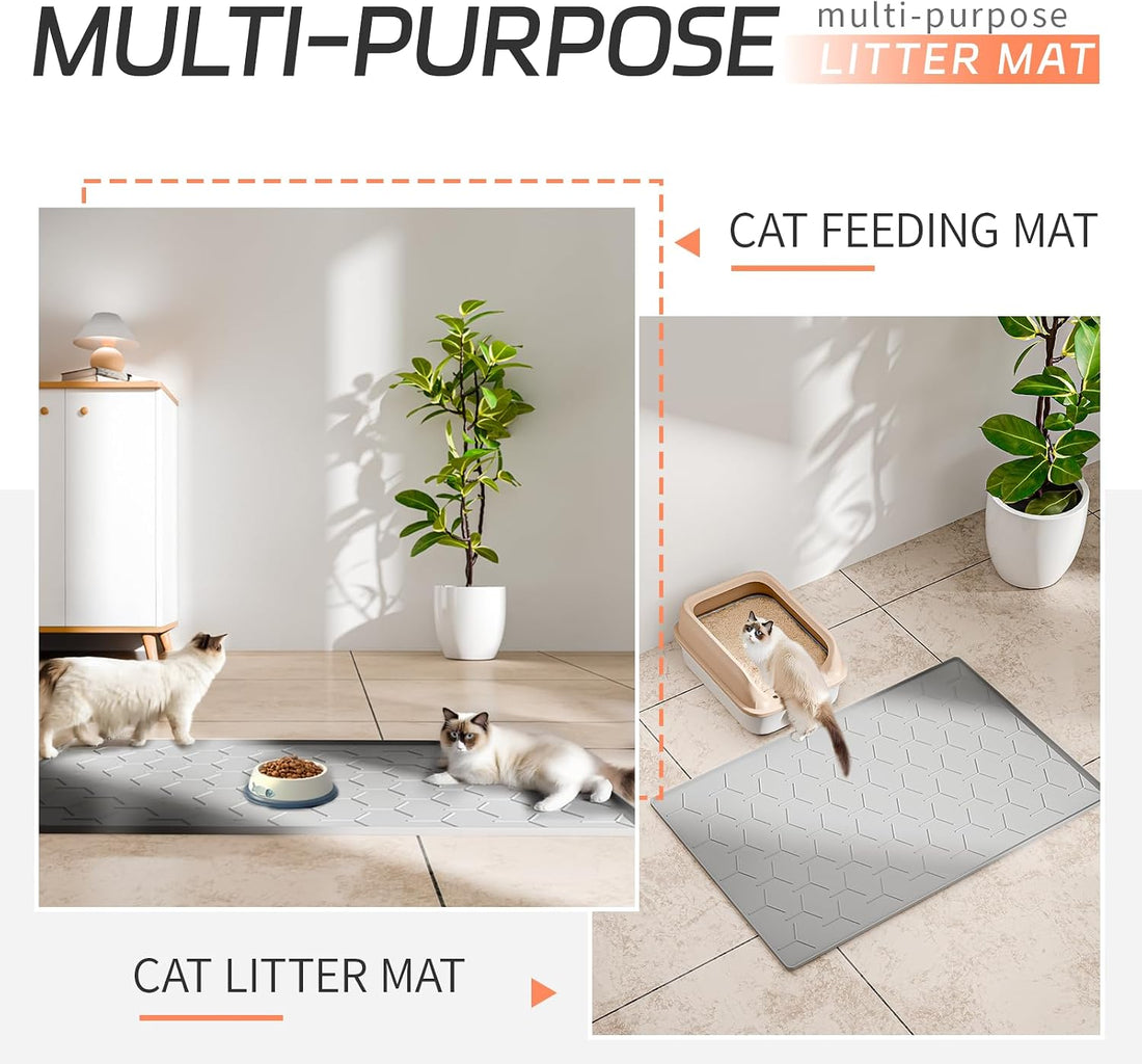 Bulkniu Silicone Cat Litter Mat, 24"x16", Raised Edge Waterproof