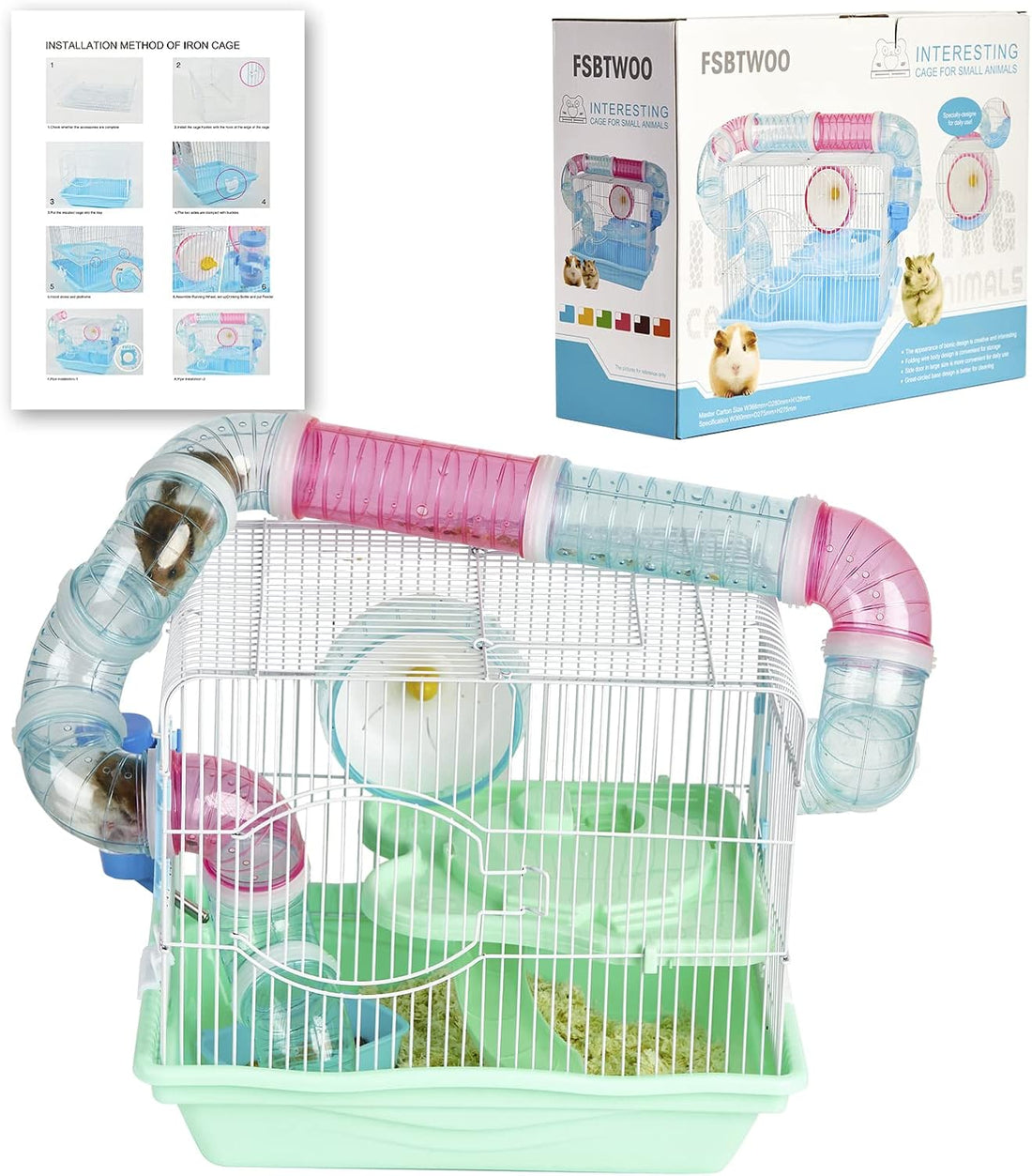 Hamster Cages, A Wire Rat Cage with a Large Space for Dwarf Hamsters