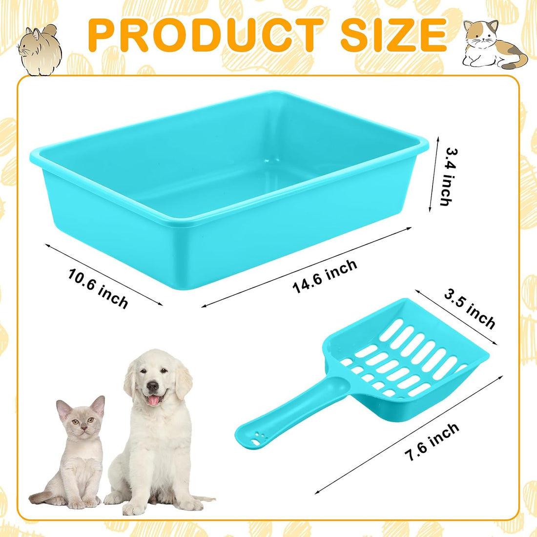 Amyhill 20Pcs Open Cat Litter Box with 20 Scooper