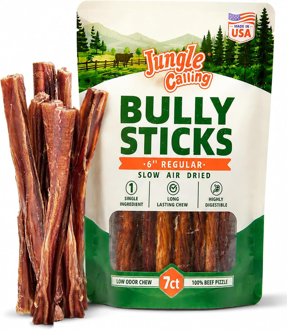 Jungle Calling 7 Ct. Regular Bully Sticks 6"