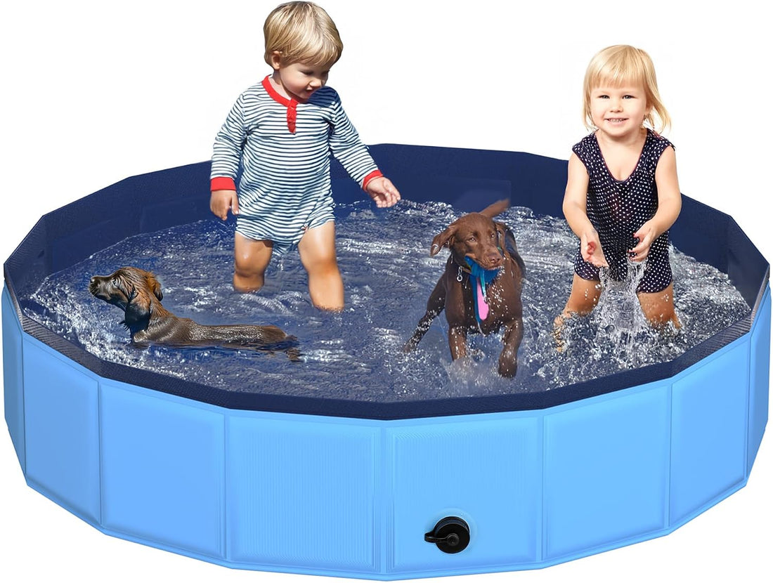 CACSPS Foldable Dog Pool with Hard Plastic, Non-Slip