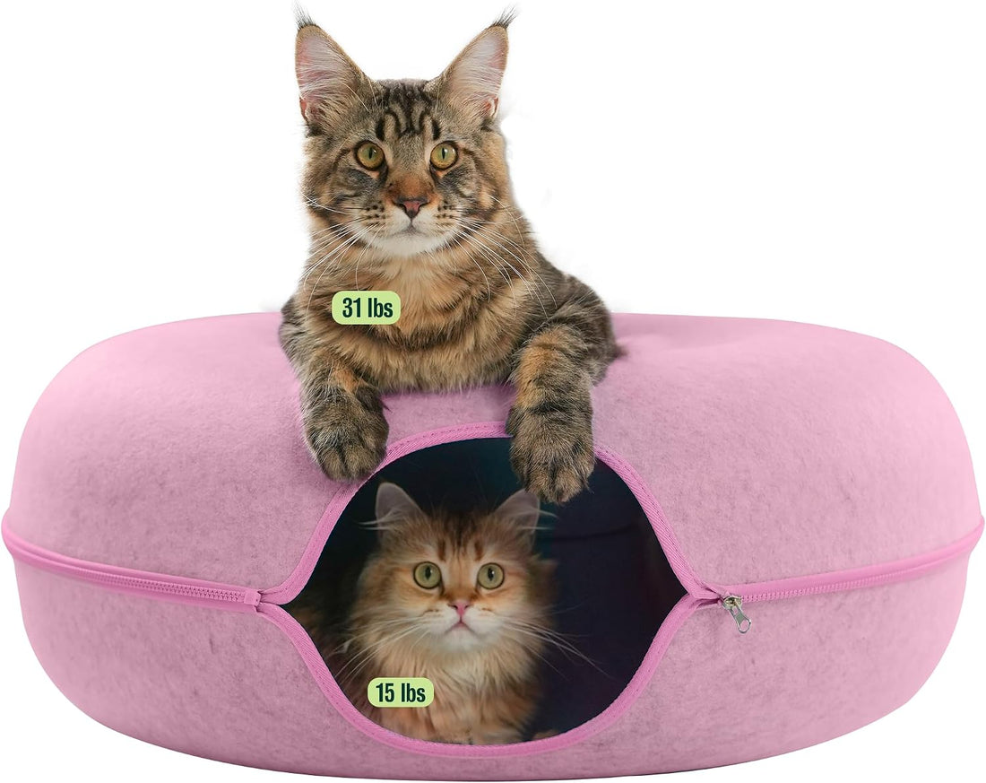 Peekaboo Cat Cave Donut for Multiple & Large Cats up to 30-45 lbs