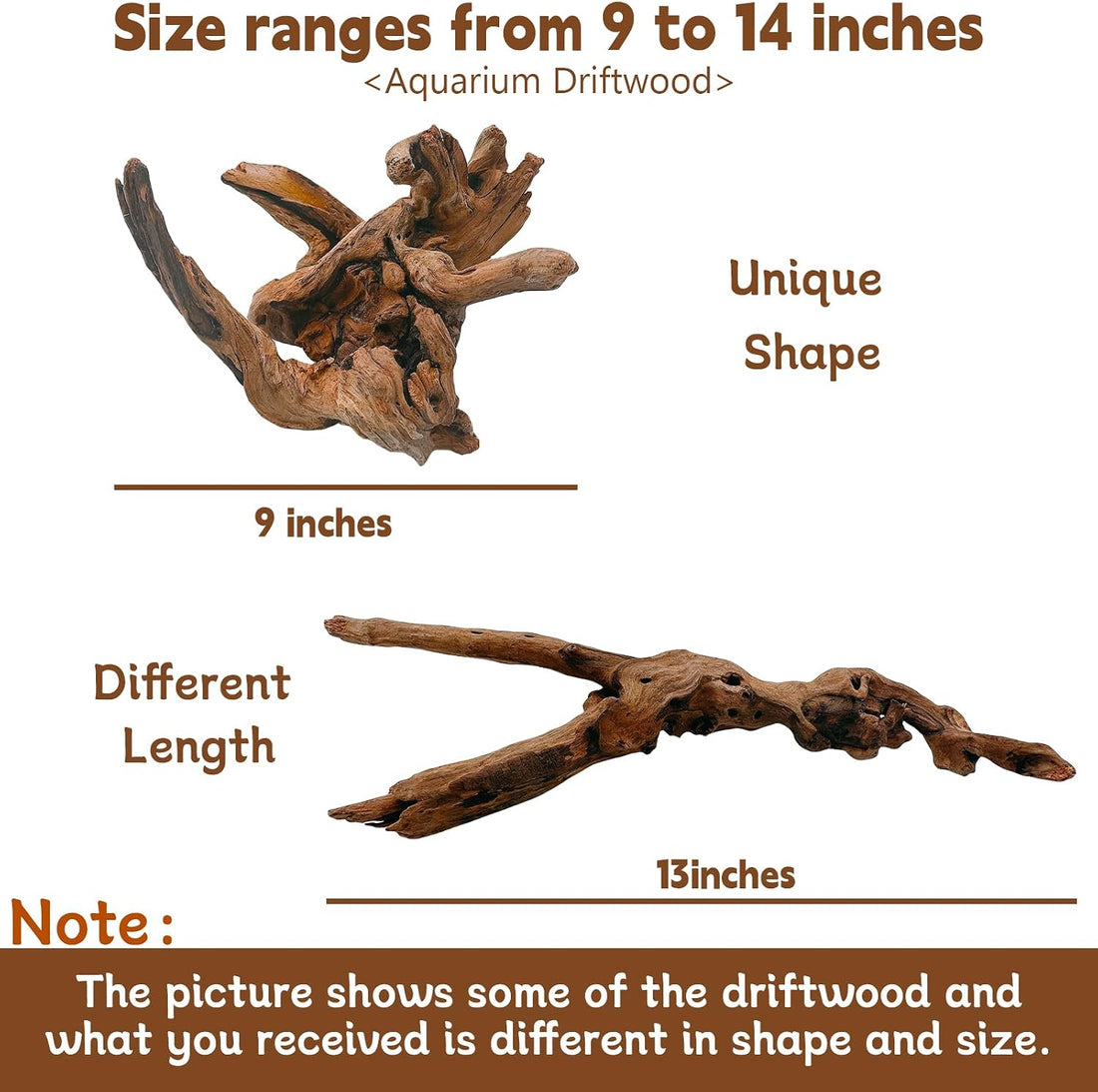 Tfwadmx Natural Driftwood for Aquarium Decor 11-17" Fish Tank Reptile