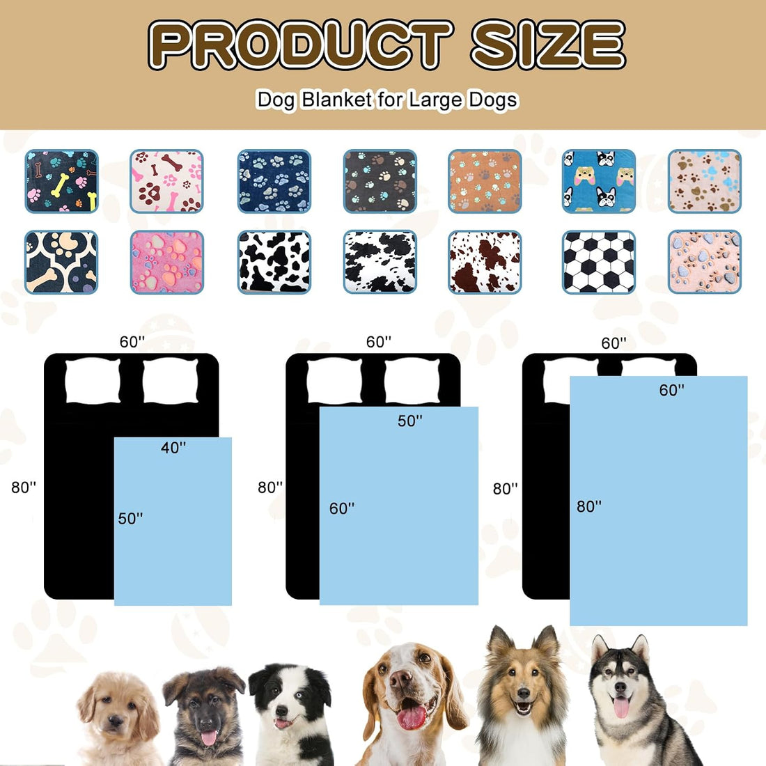 Rezutan Upgraded Flannel Blankets for Large Dogs & Cats