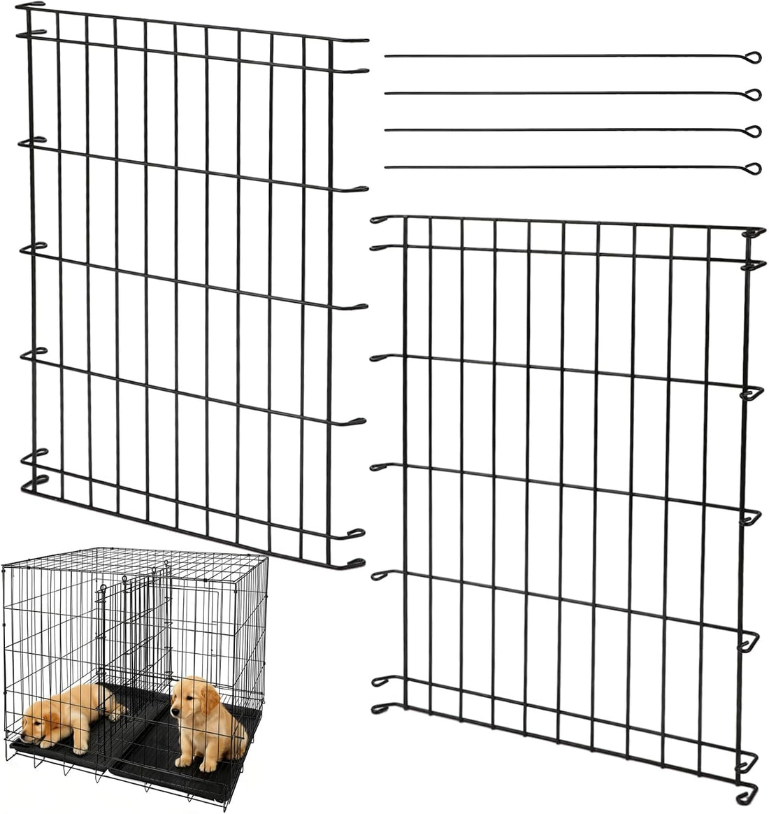 Dog Crate Divider Panel 2-Pack, 16.9" H Adjustable Wire Kennel