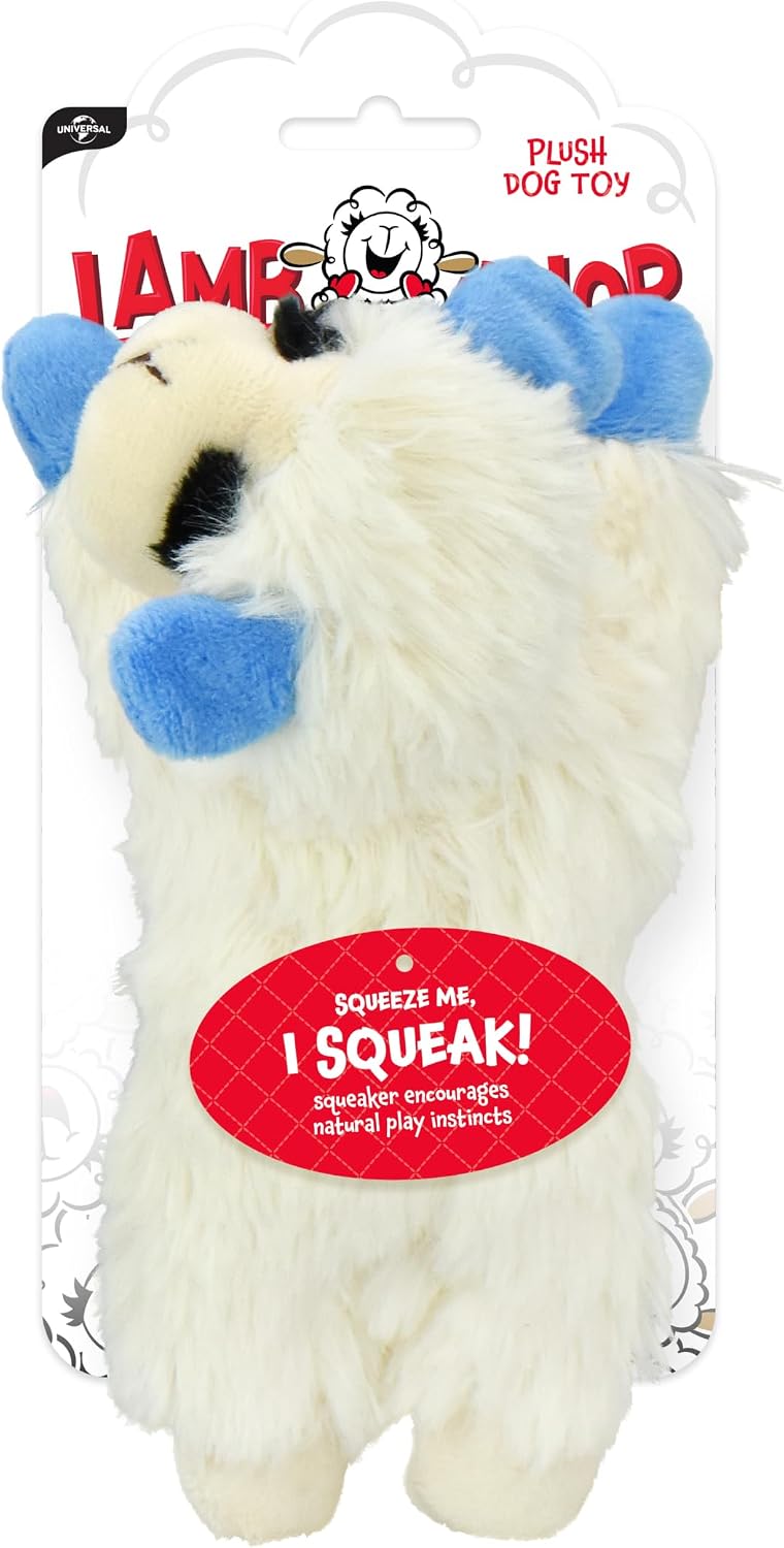 Multipet Lamb Chop Dog Plush Toy - Durable Lining - 10.5" - Blue Paws