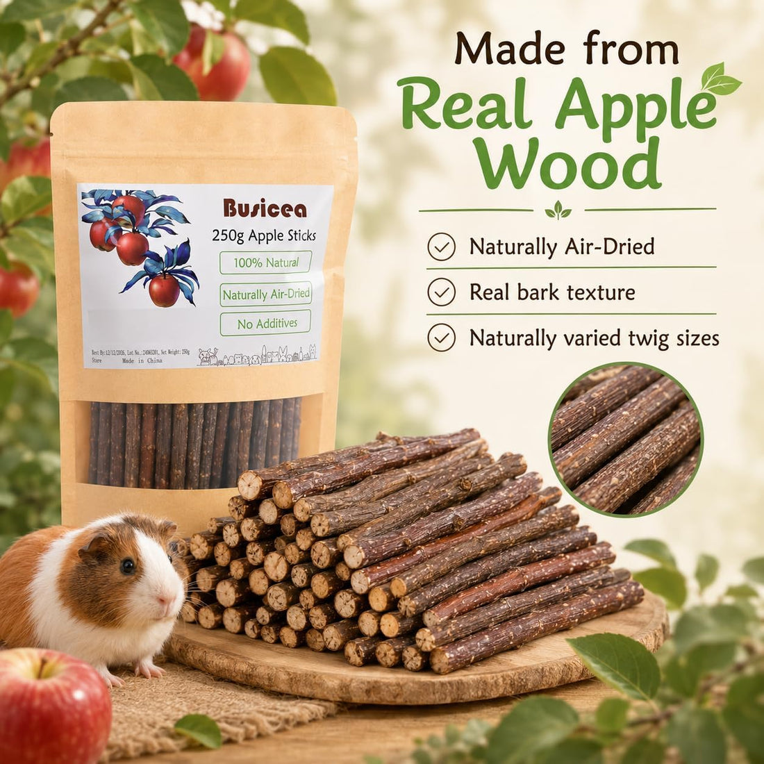 Apple Chew Sticks 100g Mini Molar Toys for Small Pets