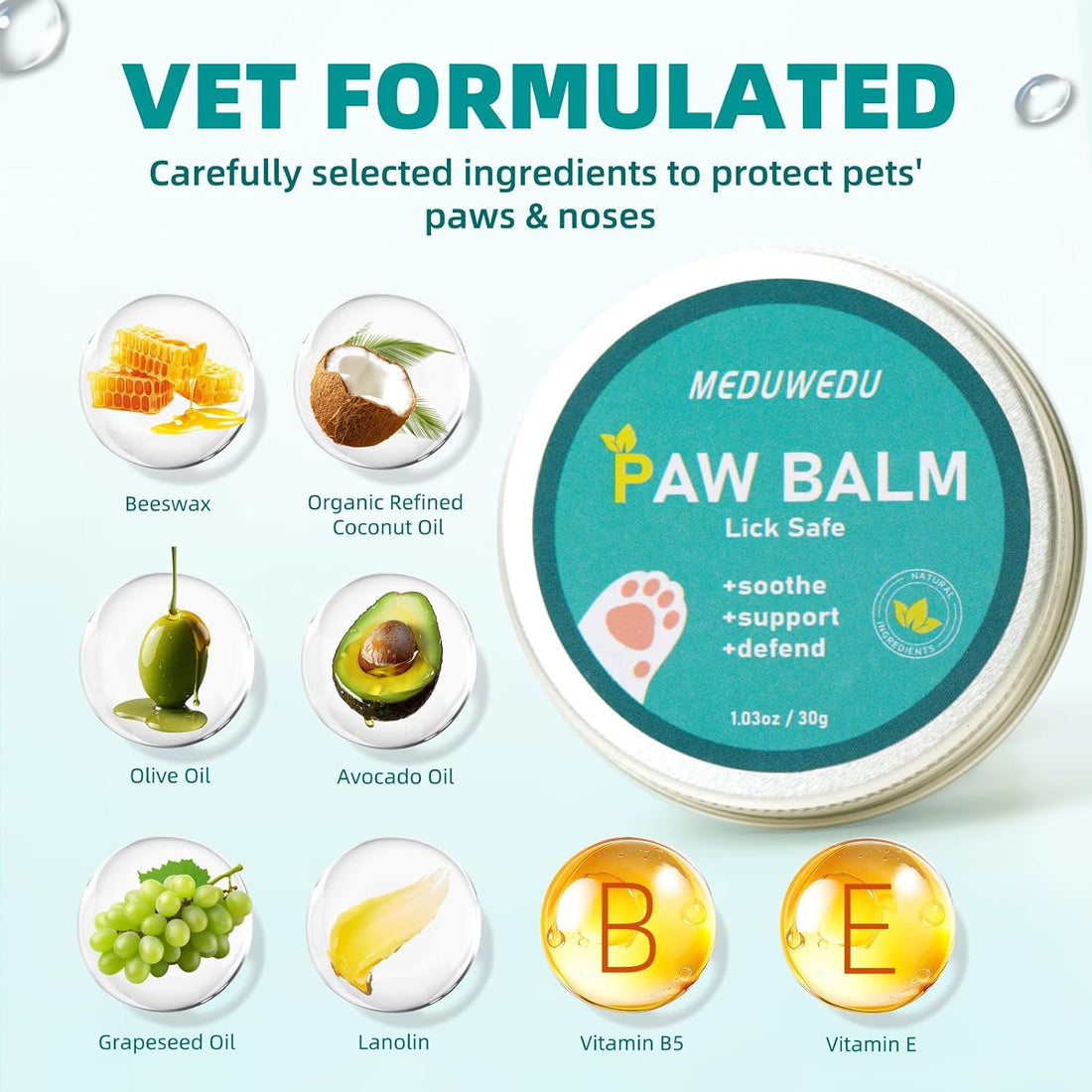 MEDUWEDU 2-Pack Dog Paw Balm - 60g Natural Paw Cream for Dogs & Cats