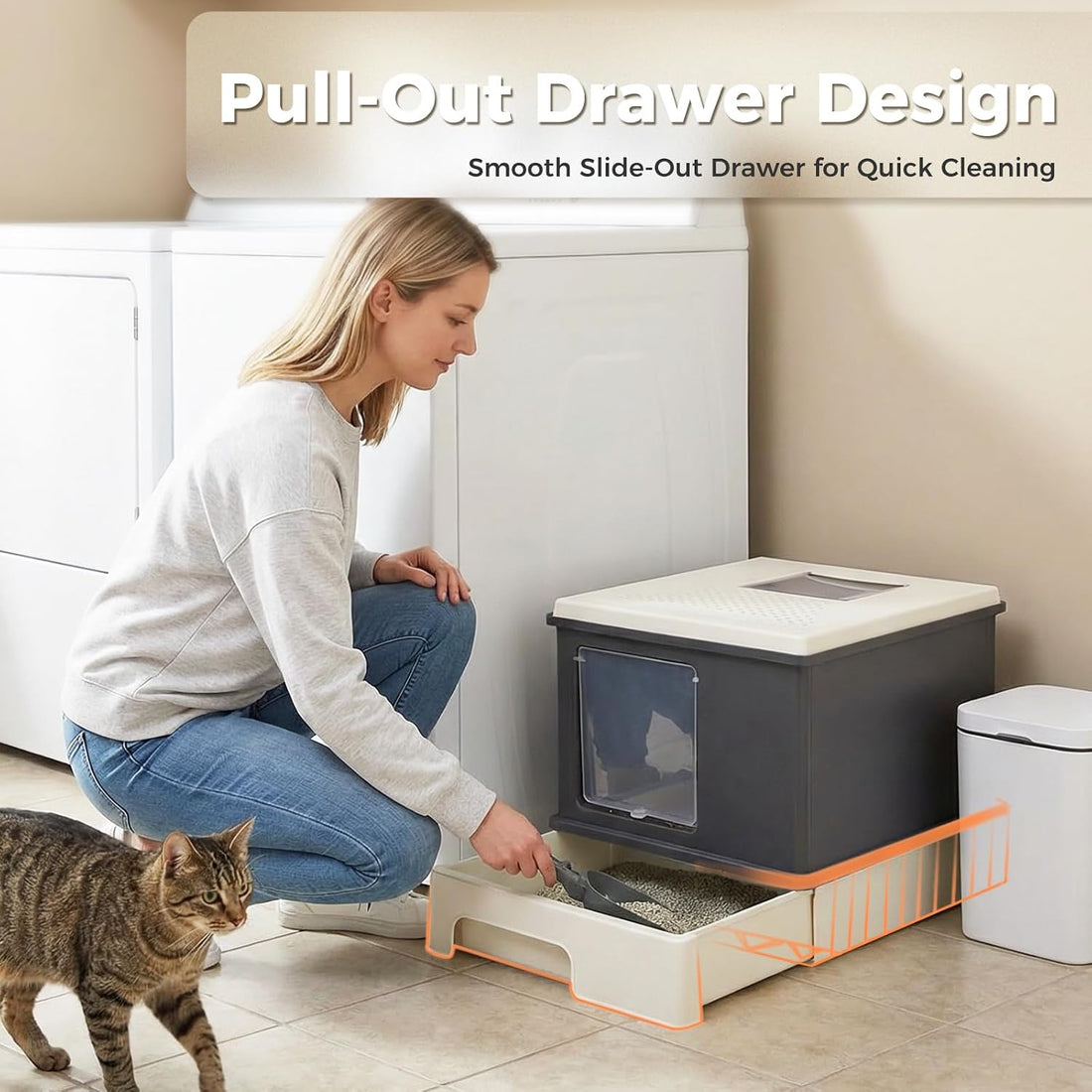 PEQULTI 88L Cat Litter Box with Lid