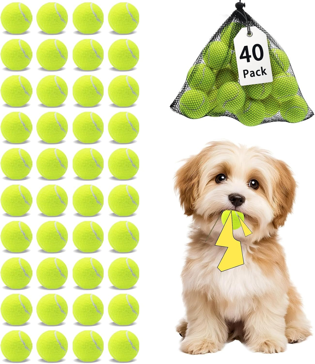 Magicorange 10 Pack Squeaky Mini Tennis Balls, 1.5 inch Small Dog Ball