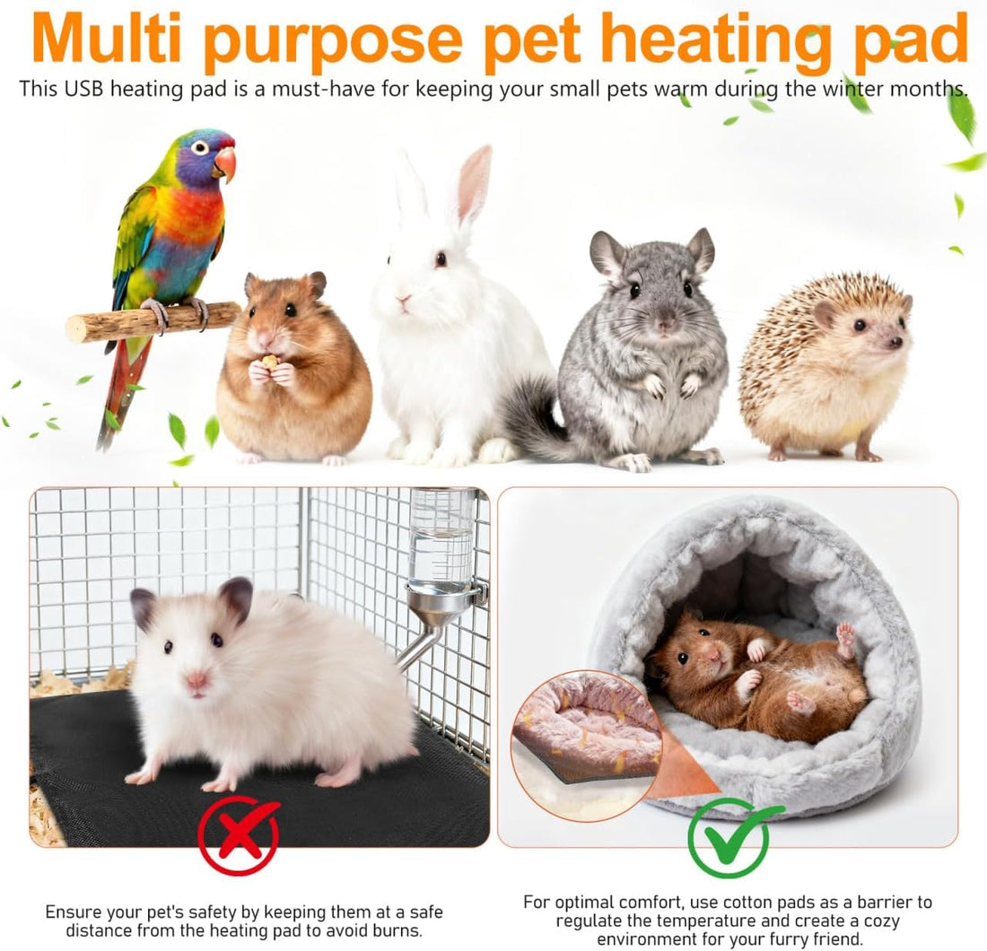 USB Small Pet Heating Pad, 5.5 Inch Reptile Heat Mat with Temp