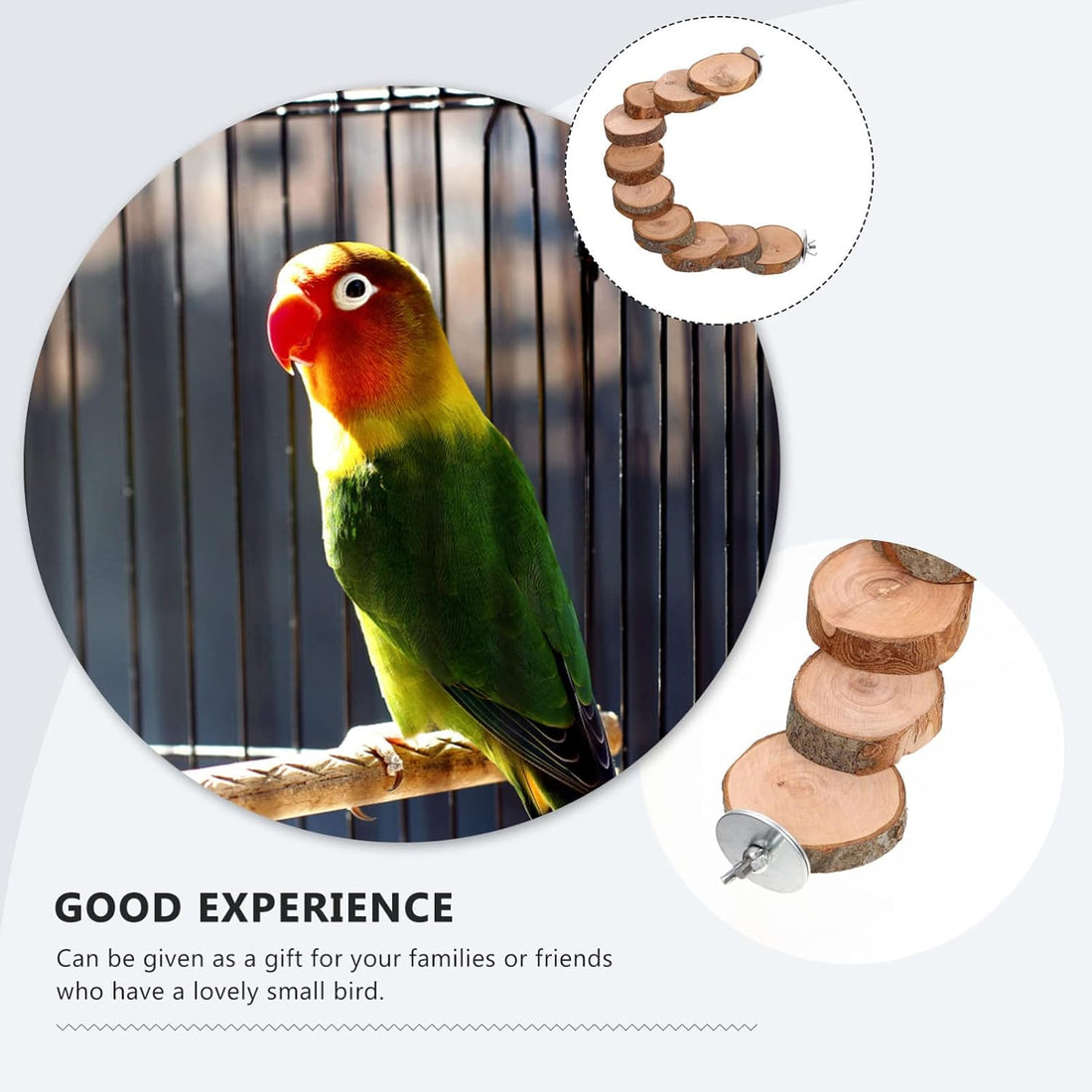 Kisangel Natural Wood Bird Ladder for Cage