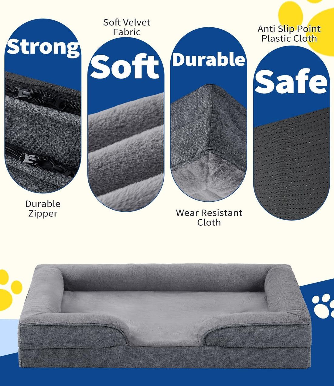 Made4pet Dog Bed Orthopedic, Dog Sofa for Small Dogs Supportive Foam