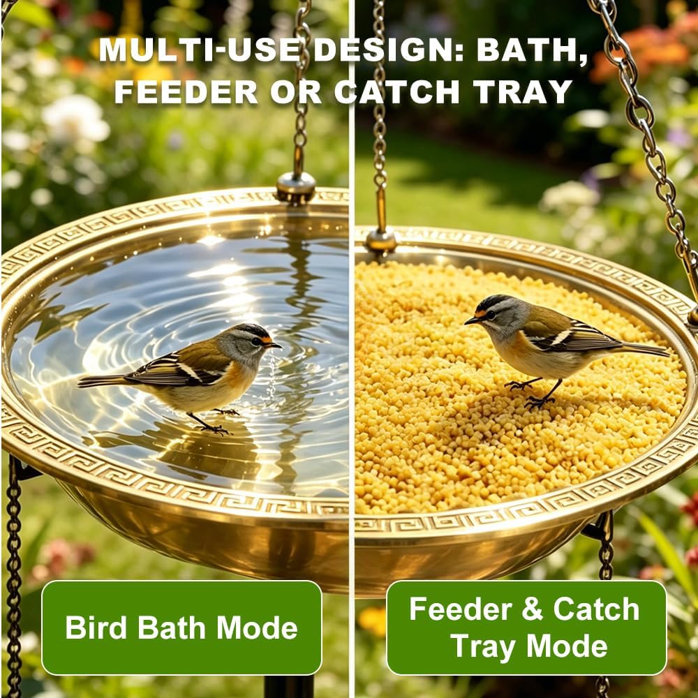 10.42 Inch Extra Deep Hanging Bird Bath with Solar Fountain