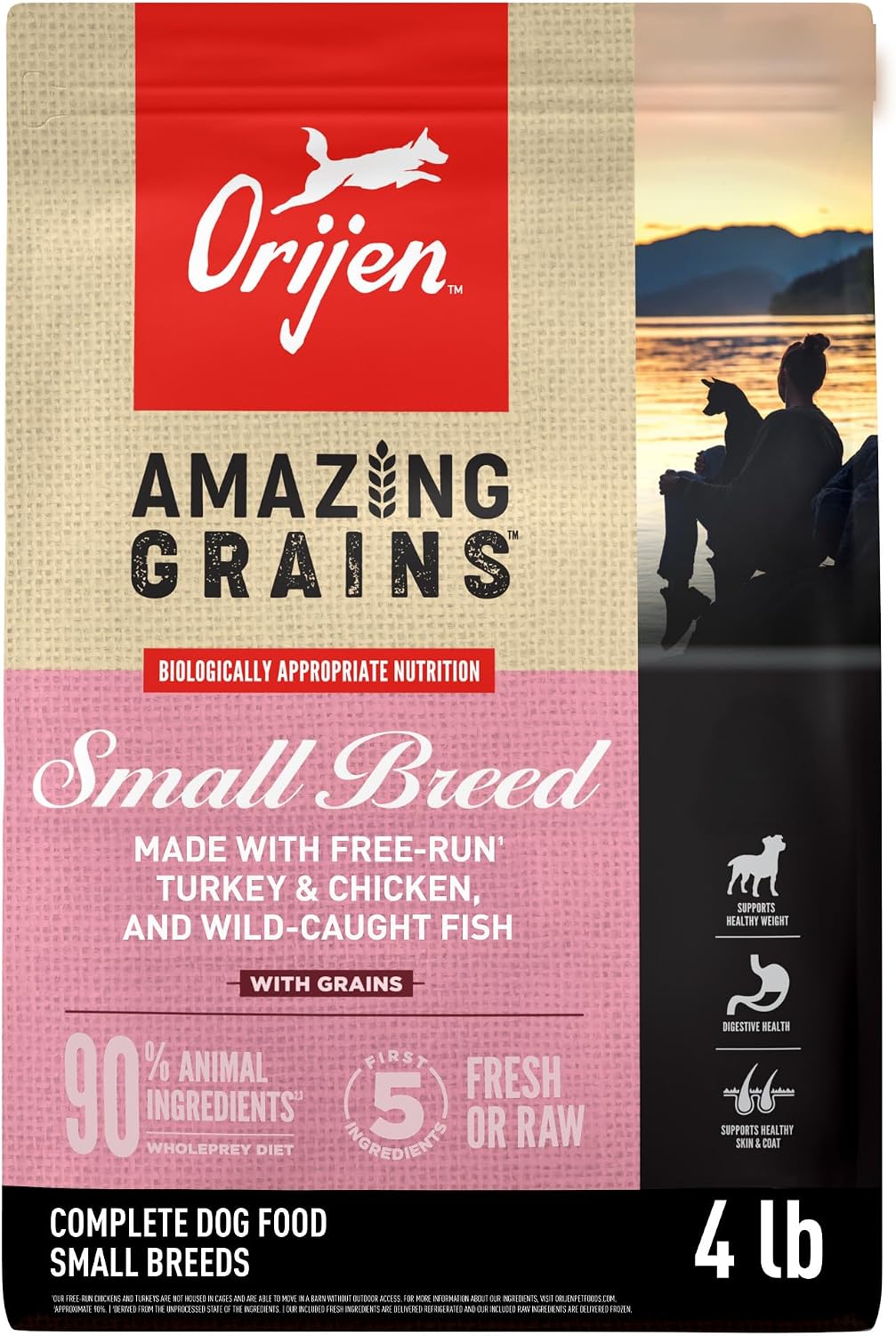 ORIJEN Grain Free WHOLEPREY Dry Dog Food Small Breed Recipe 4lb Bag
