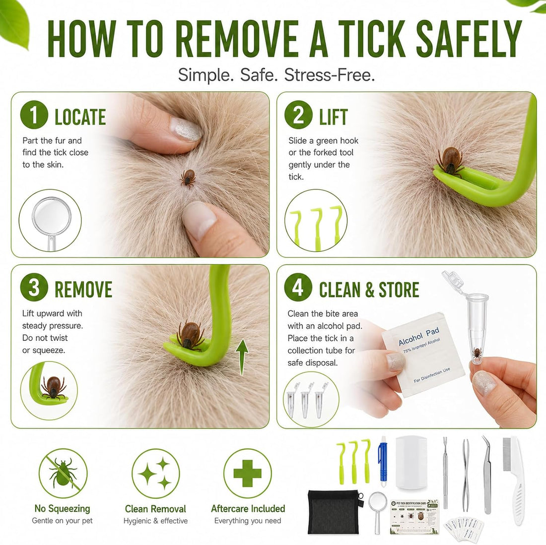 20 PCS Tick Removal Tool for Dogs, Stainless Steel Tick Puller Remover