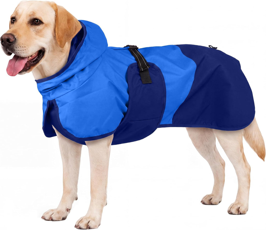 Lelepet Dog Raincoat,Reflective Dog Rain Jacket with Hood,Leash