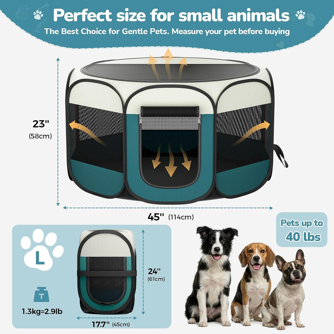 Portable Foldable Pet Playpen for Cats with Carrying Case