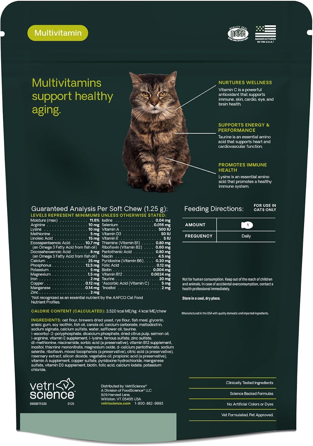 VetriScience Senior 27+ Active Health Chews for Senior Cats, Fish