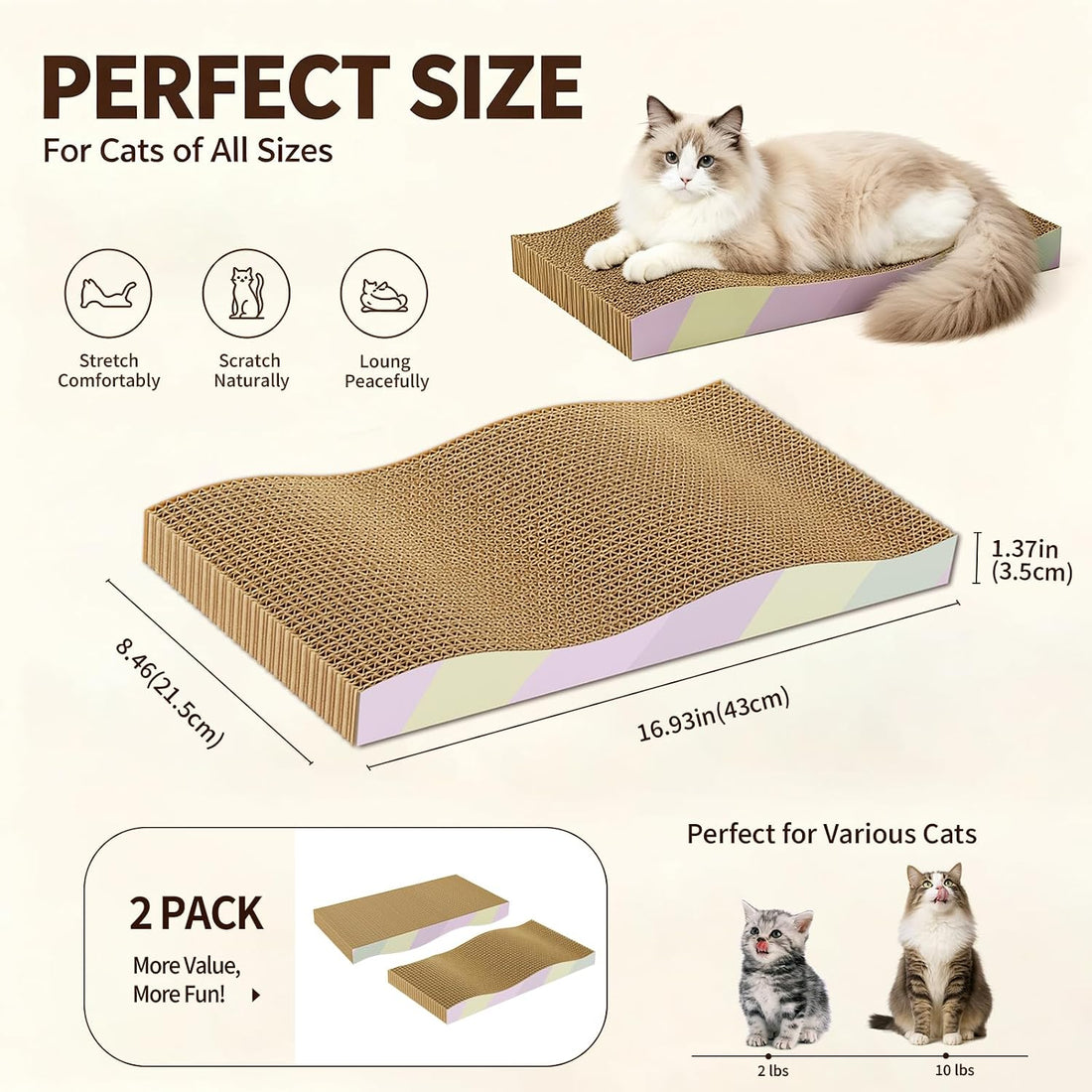 5-Pack Reversible Cat Scratcher,Cat Scratch Pad for Indoor Cats