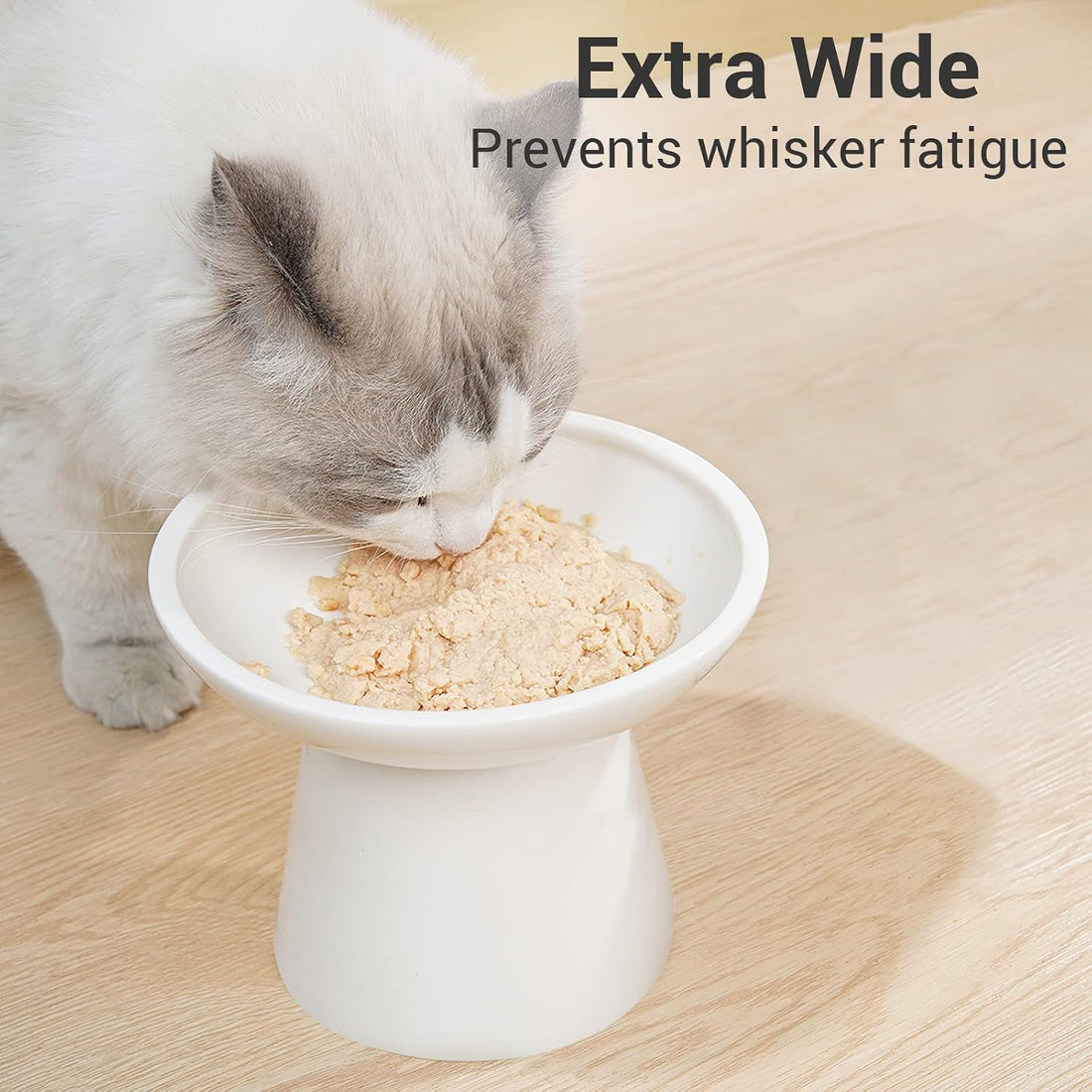 CEEFU Extra Wide Elevated Ceramic Cat Bowl