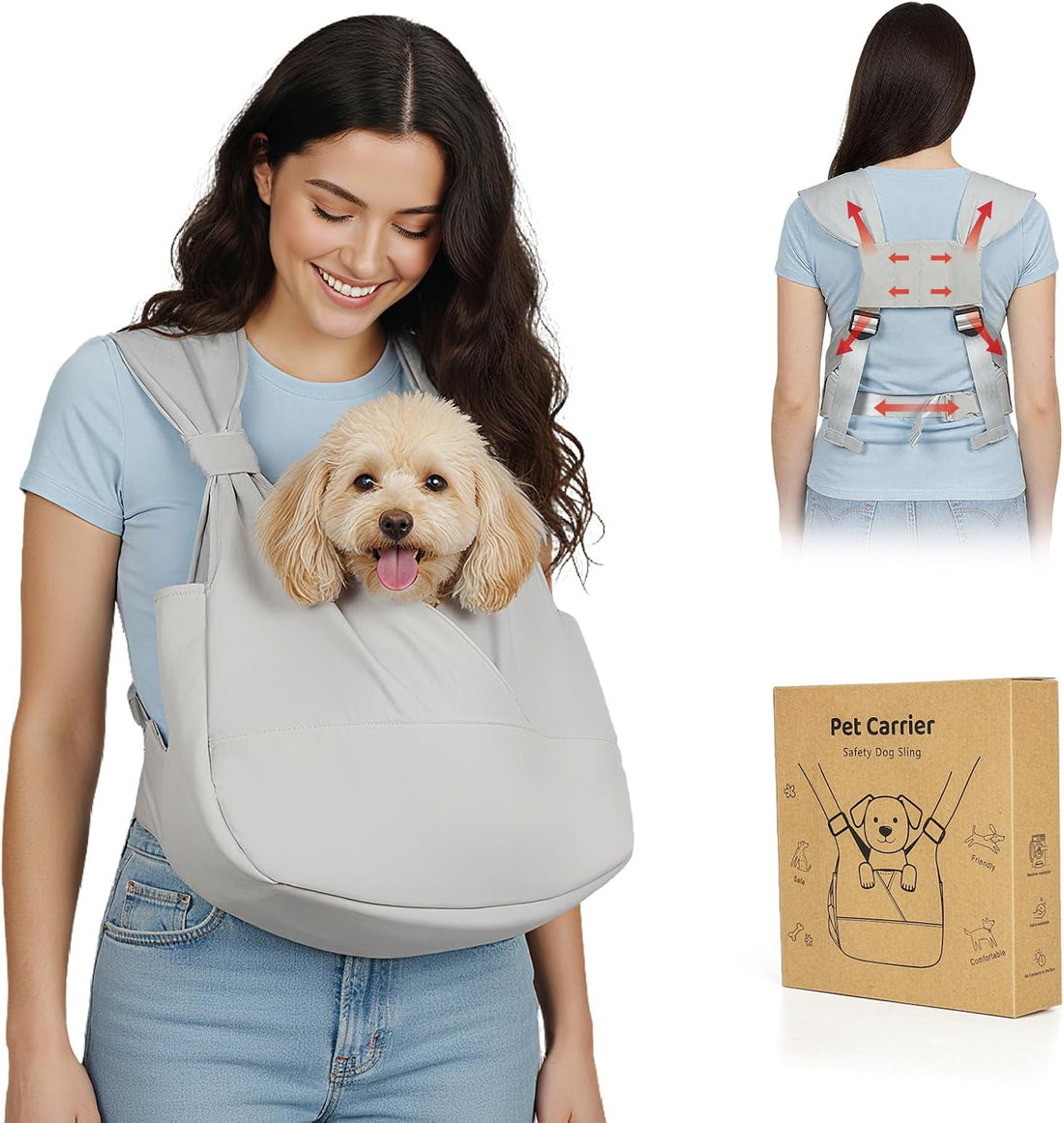Dog Sling Carrier Front with Thicken Bottom Support for Small Dogs