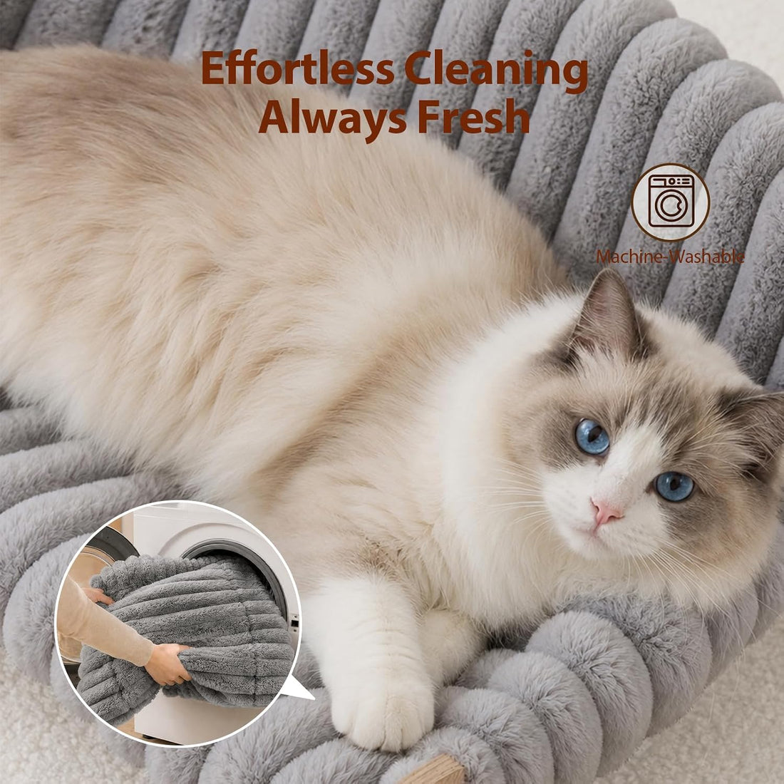 Jiupety Elevated Cat Couch for Indoor Cats Wooden Cat Sofa for Kitty
